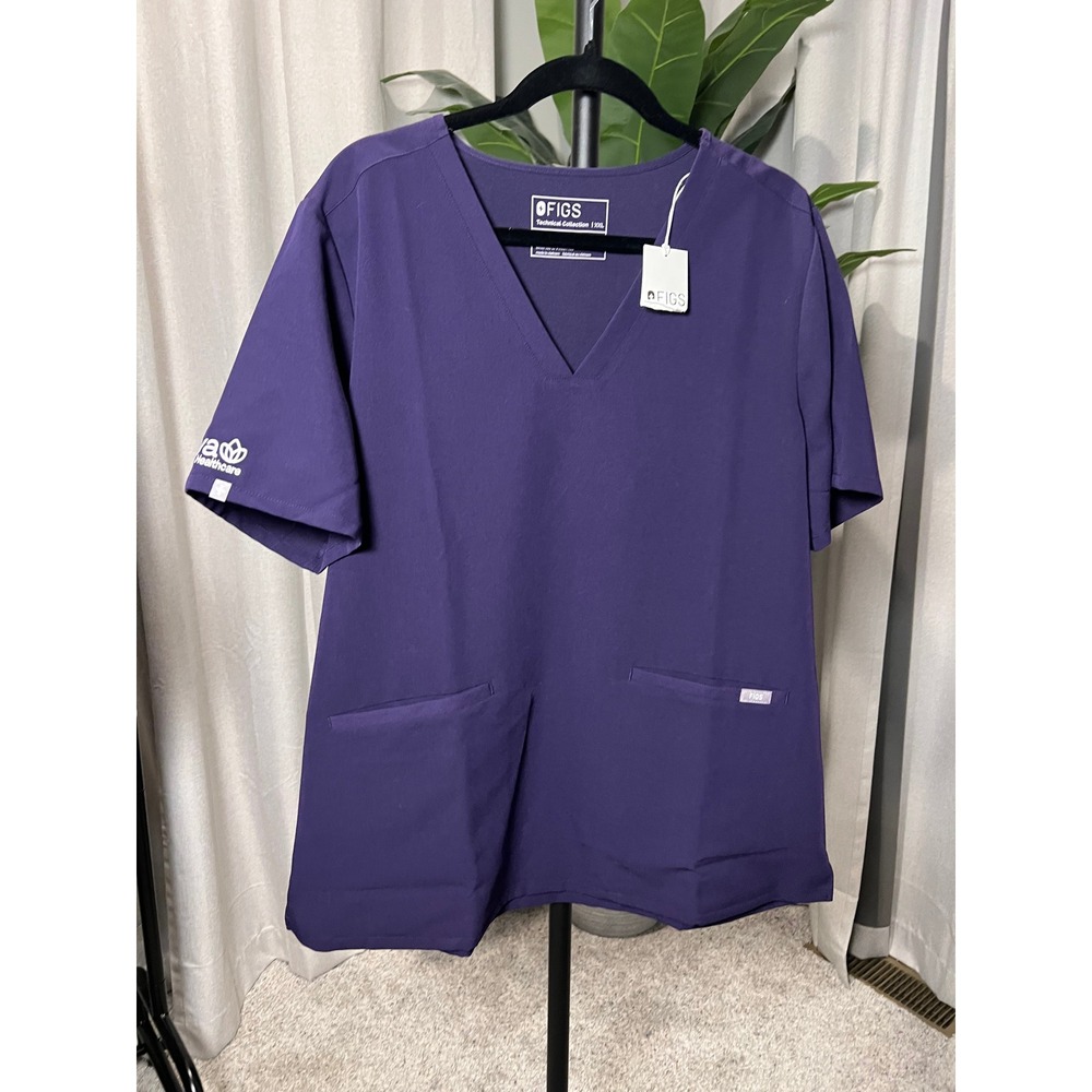 FIGS Technical Collection Women XXL Purple V-Neck Scrub Top NWT New Short Sleeve
